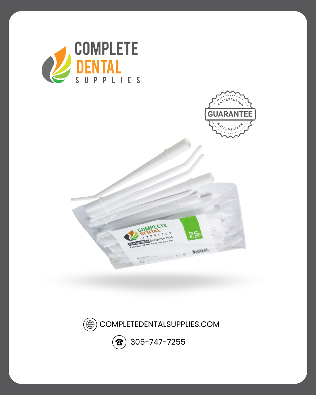 Disposable Surgical Tips 1/8”, White, 25 pcs / Bag.