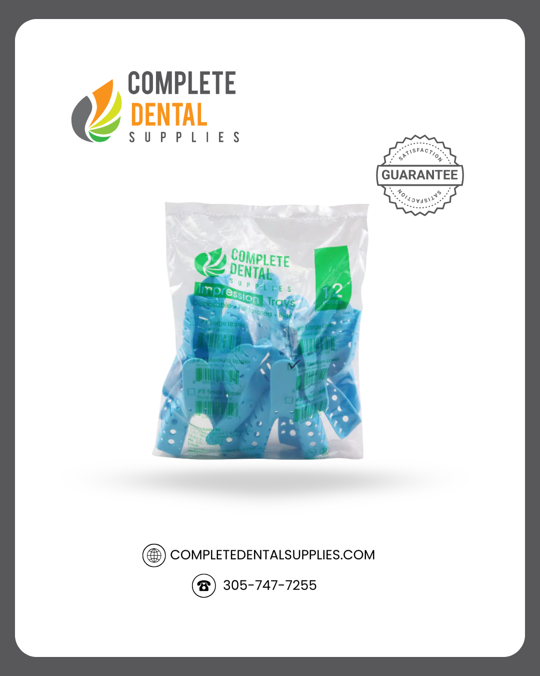 Disposable Impression Trays, Perforated # 4 Medium Lower, 12 pcs / Bag.