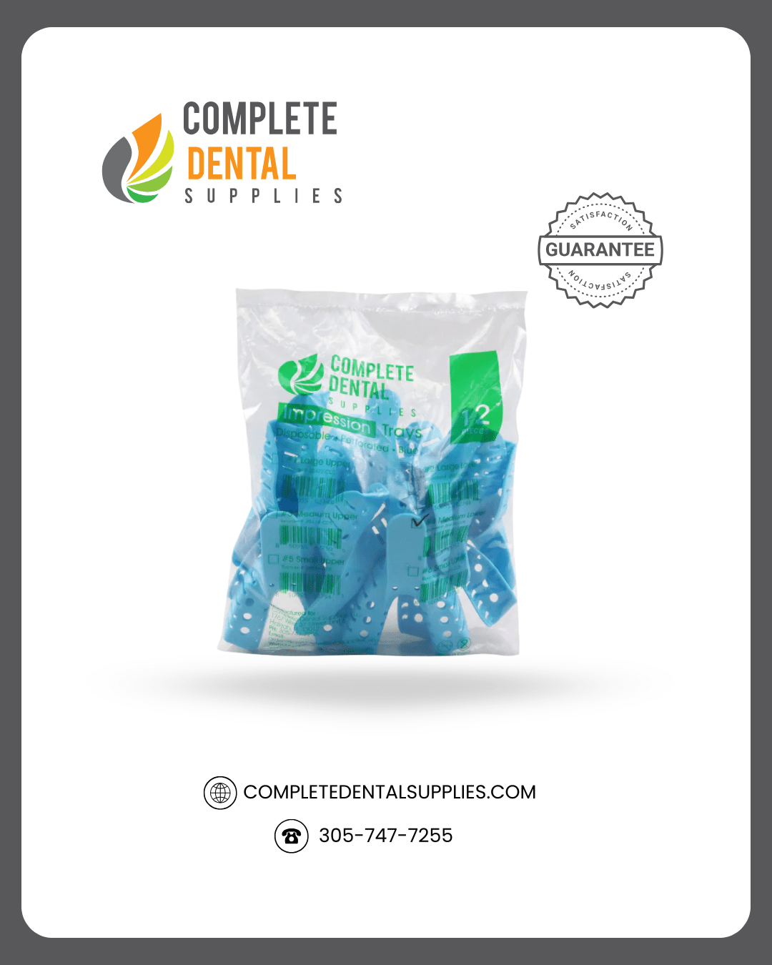 Medium Lower, Disposable Impression Trays, Perforated # 4, 12 pcs / Bag.