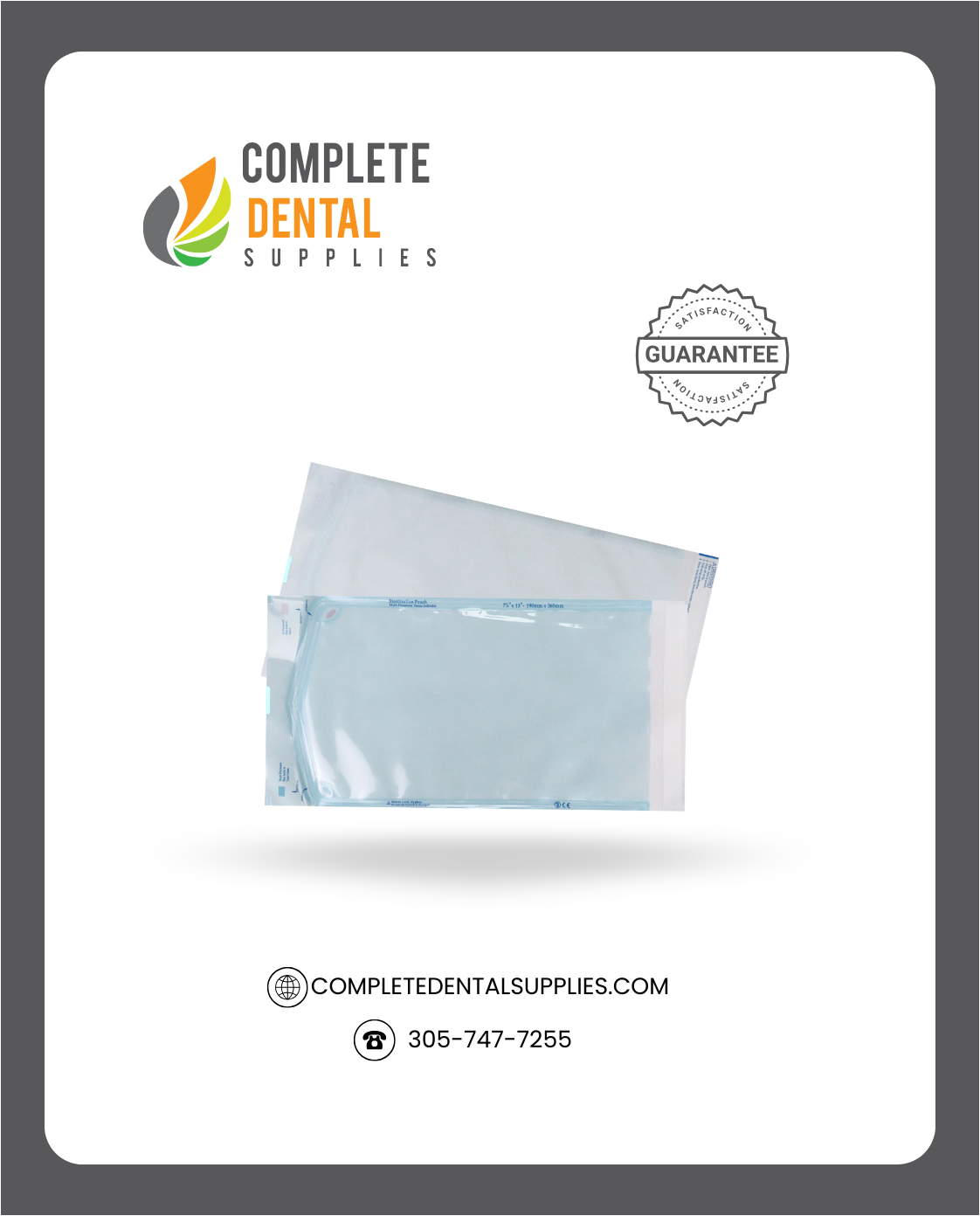 Self Sealing Sterilization Pouches 5.25"*10", 135×(254+29)mm, 200 pcs / box.