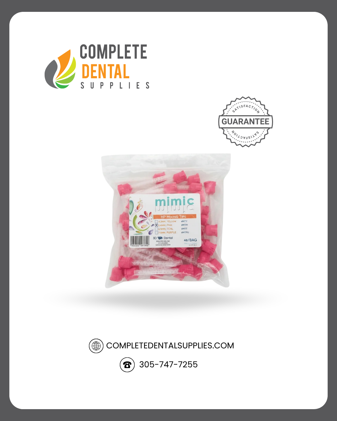 Mixpac Mixing Tip Pink, 5.4mm, Bag/48