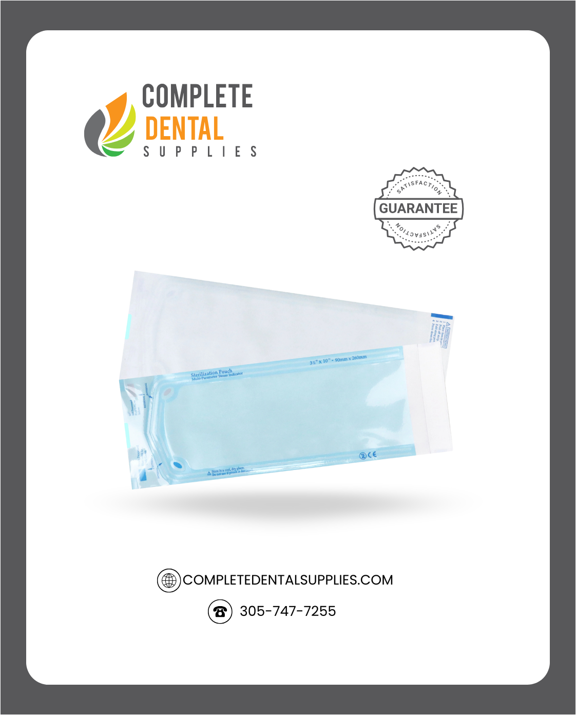 Self Sealing Sterilization Pouches 3.5"*10", 90×(230+30)mm, 200 pcs / box.