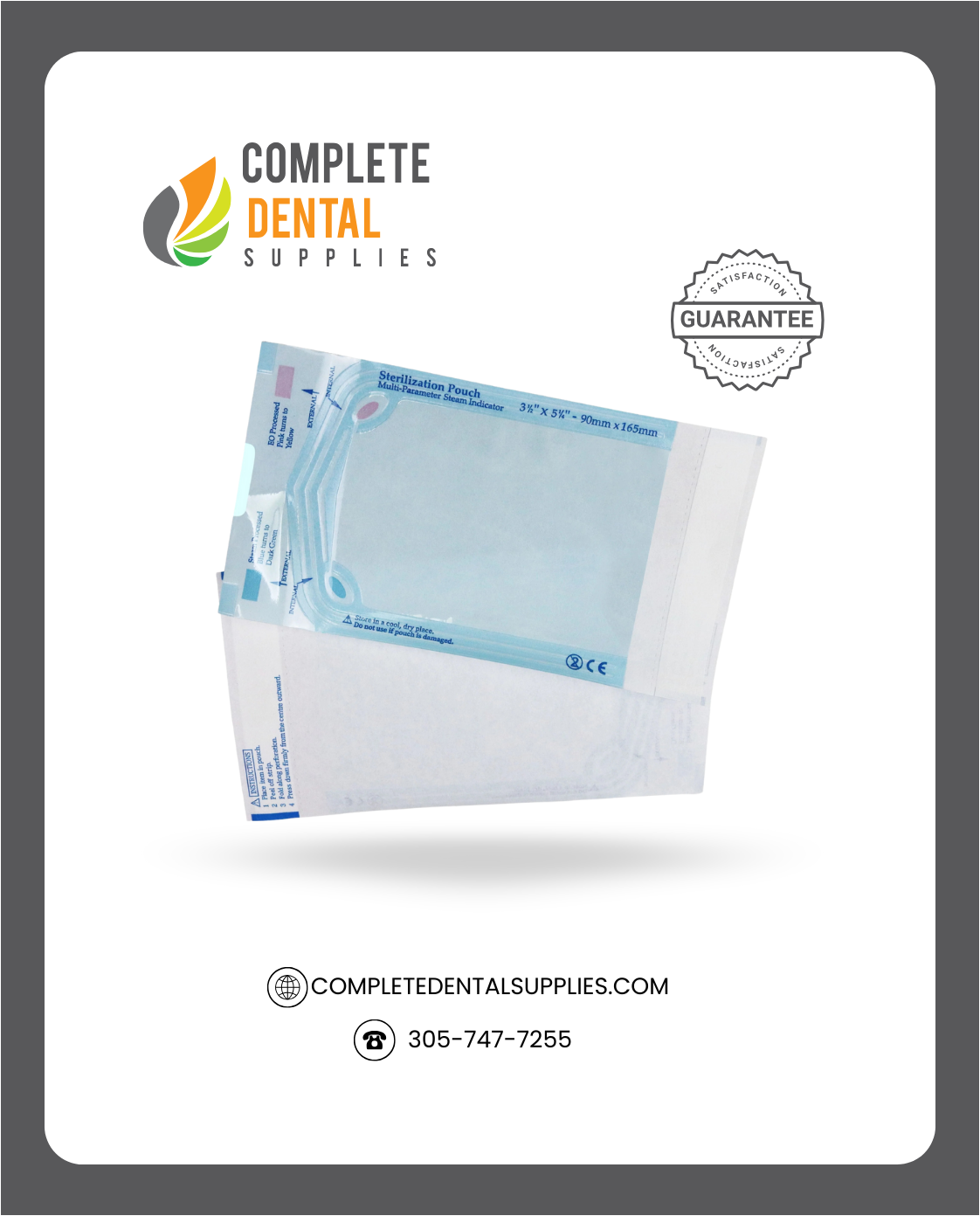Self Sealing Sterilization Pouches 3.5"*5.25", 90×(135+30)mm, 200 pcs / box.