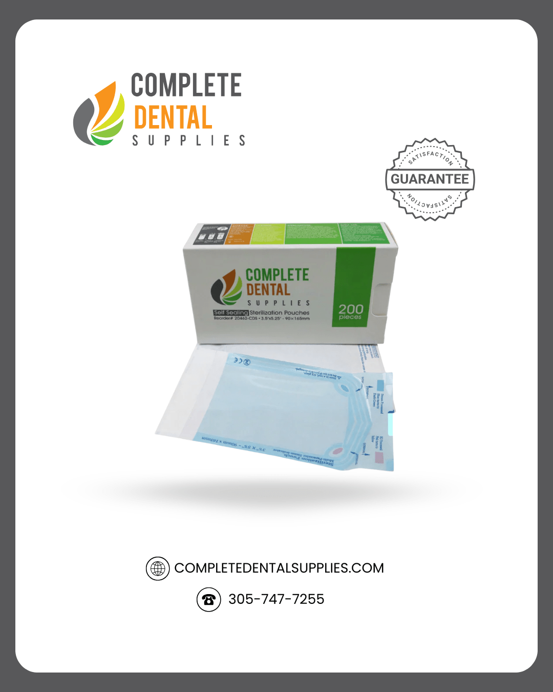 Self Sealing Sterilization Pouches 3.5"*5.25", 90×(135+30)mm, 200 pcs / box.