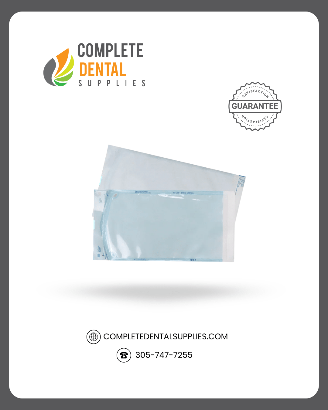 Self Sealing Sterilization Pouches 7.25"*13", 190×(330+30)mm, 200 pcs / box.