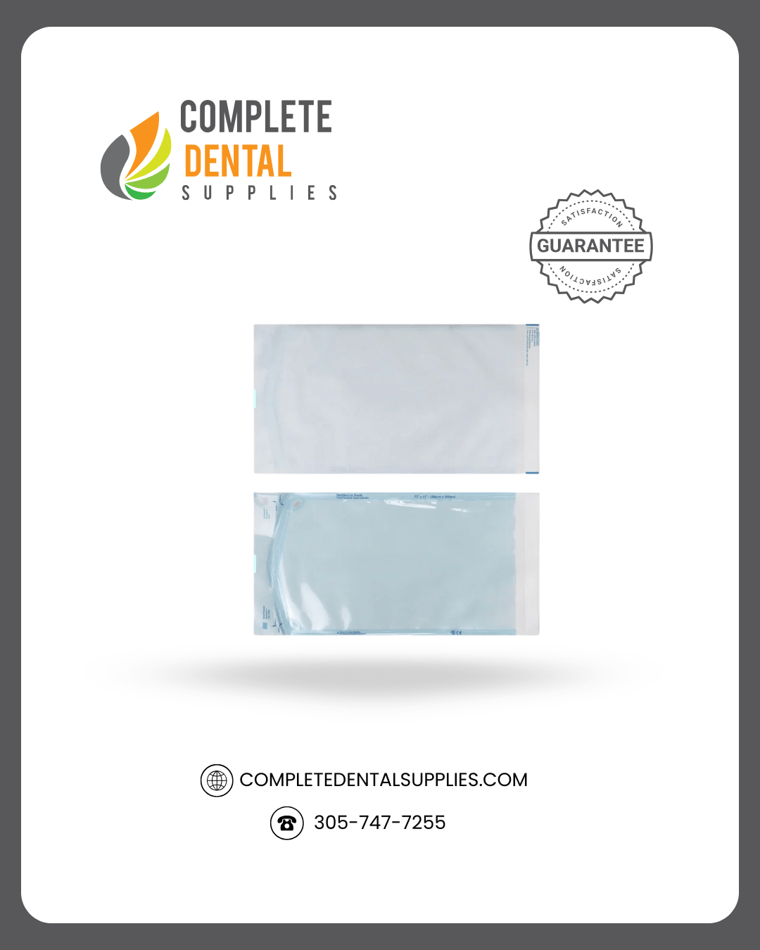 Self Sealing Sterilization Pouches 7.25"*13", 190×(330+30)mm, 200 pcs / box.