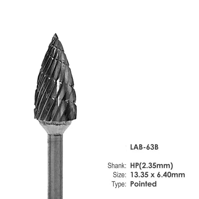 Laboratory Carbide Bur – 63-B, Pointed (HP Shank 2.35 mm) / each.
