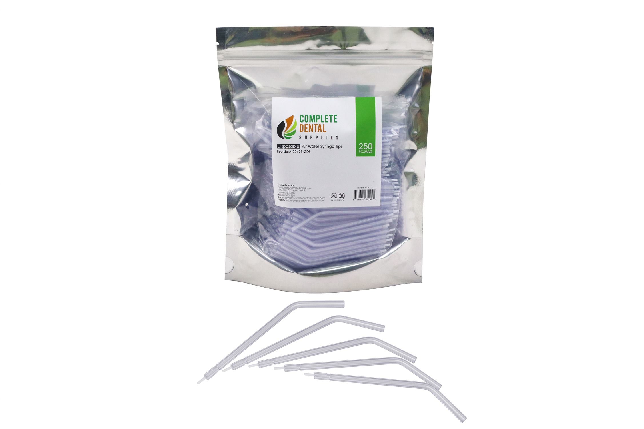 Air Water Syringe Tips, Bag Packaging, 250/Bag.