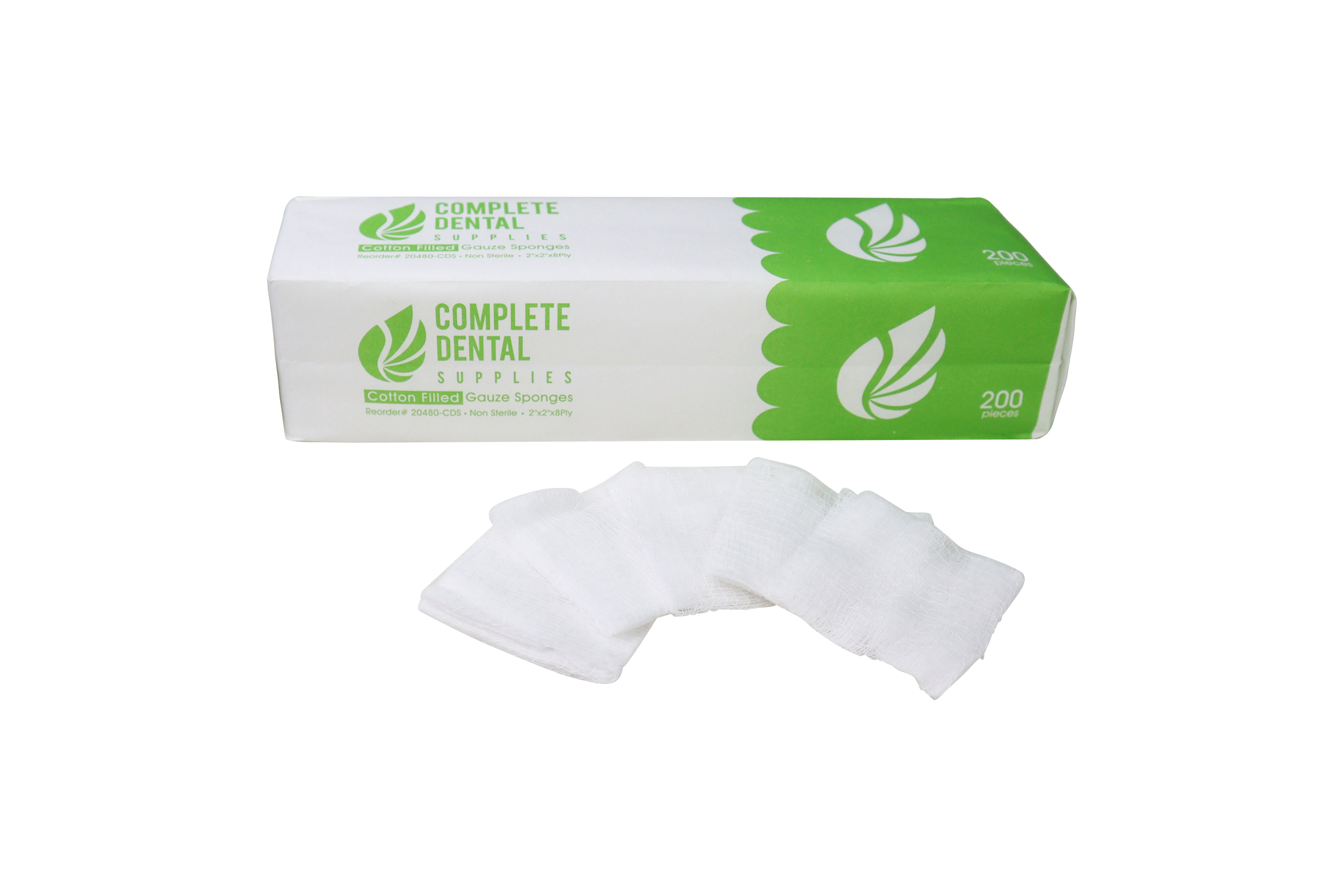 Cotton Filled Gauze Sponges, Non Sterile, 2"x 2"x 8Ply, 25 bag / case.