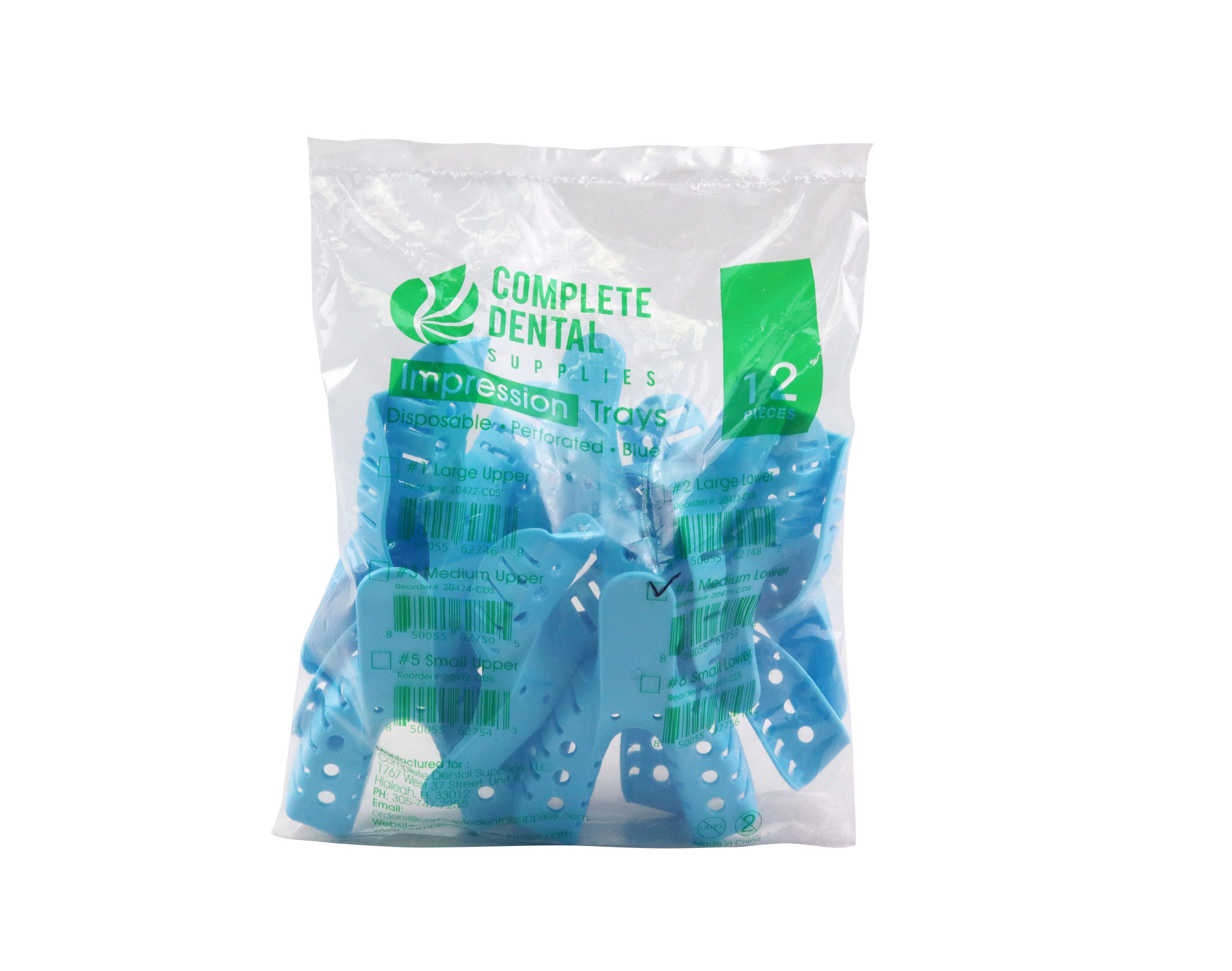 Disposable Impression Trays, Perforated # 4 Medium Lower, 12 pcs / Bag.
