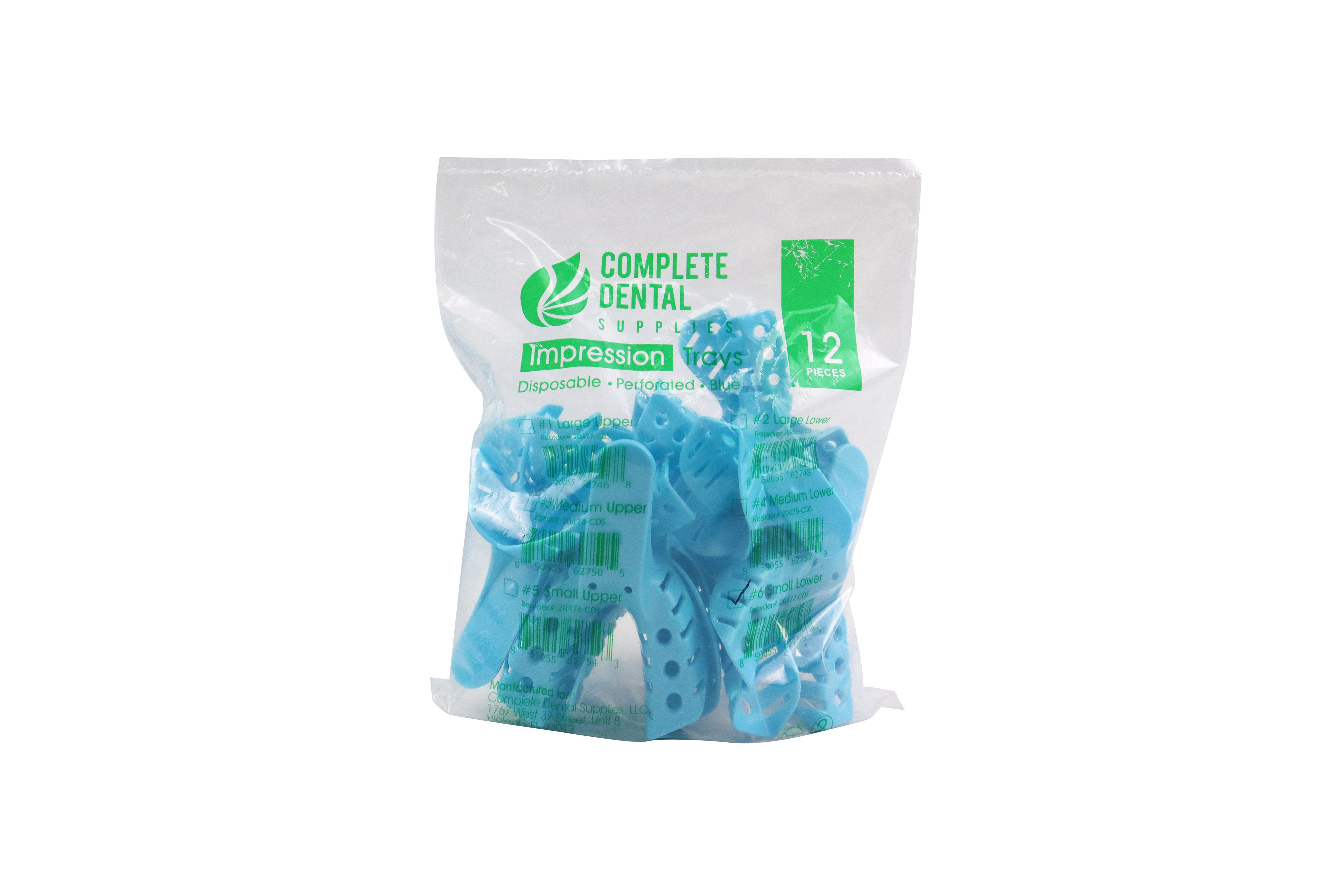 Disposable Impression Trays, Perforated # 6 Small Lower, 12 pcs / Bag.