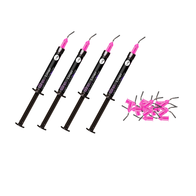 One Plus Liner, Light Cure Cavity Liner, 1.5gm X 4 Syringes + 20 Pre-Bent Tips