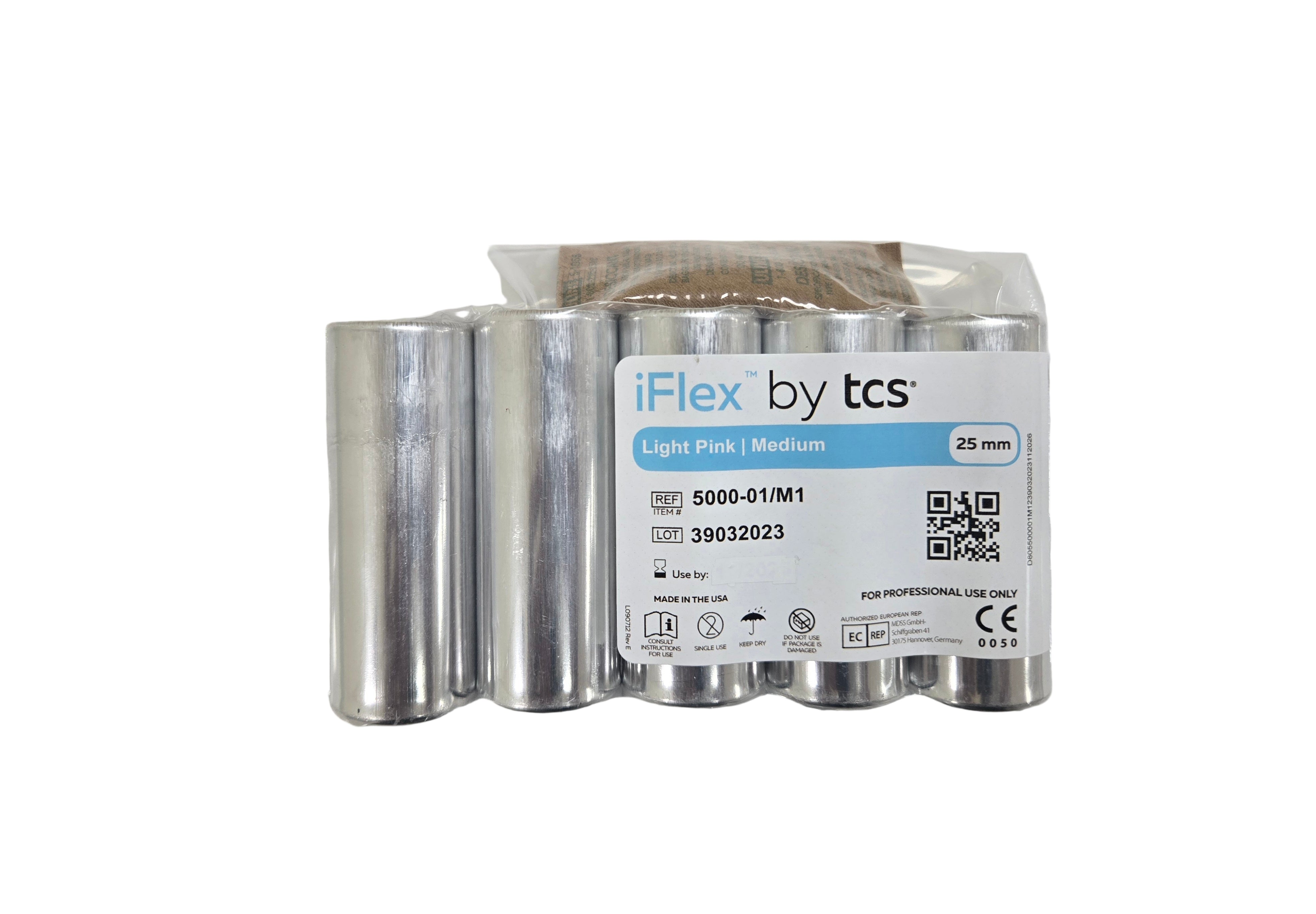 iFlex by TCS Dental / Size - Medium 25 mm / Shade - Light Pink - 5 cartidges / pack.