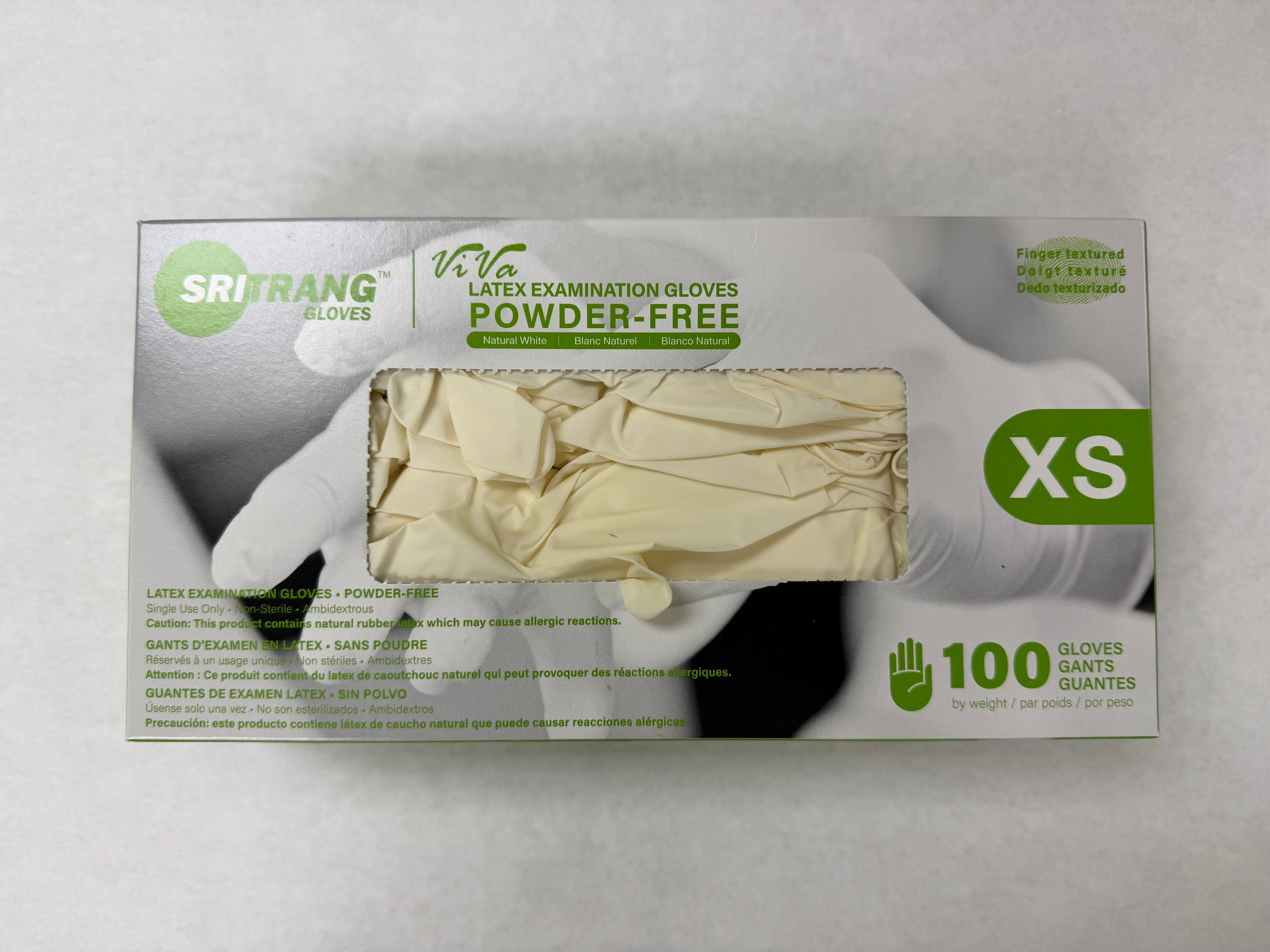 Premium Powder-Free Latex Exam Gloves, 100 pcs/box, X-SMALL