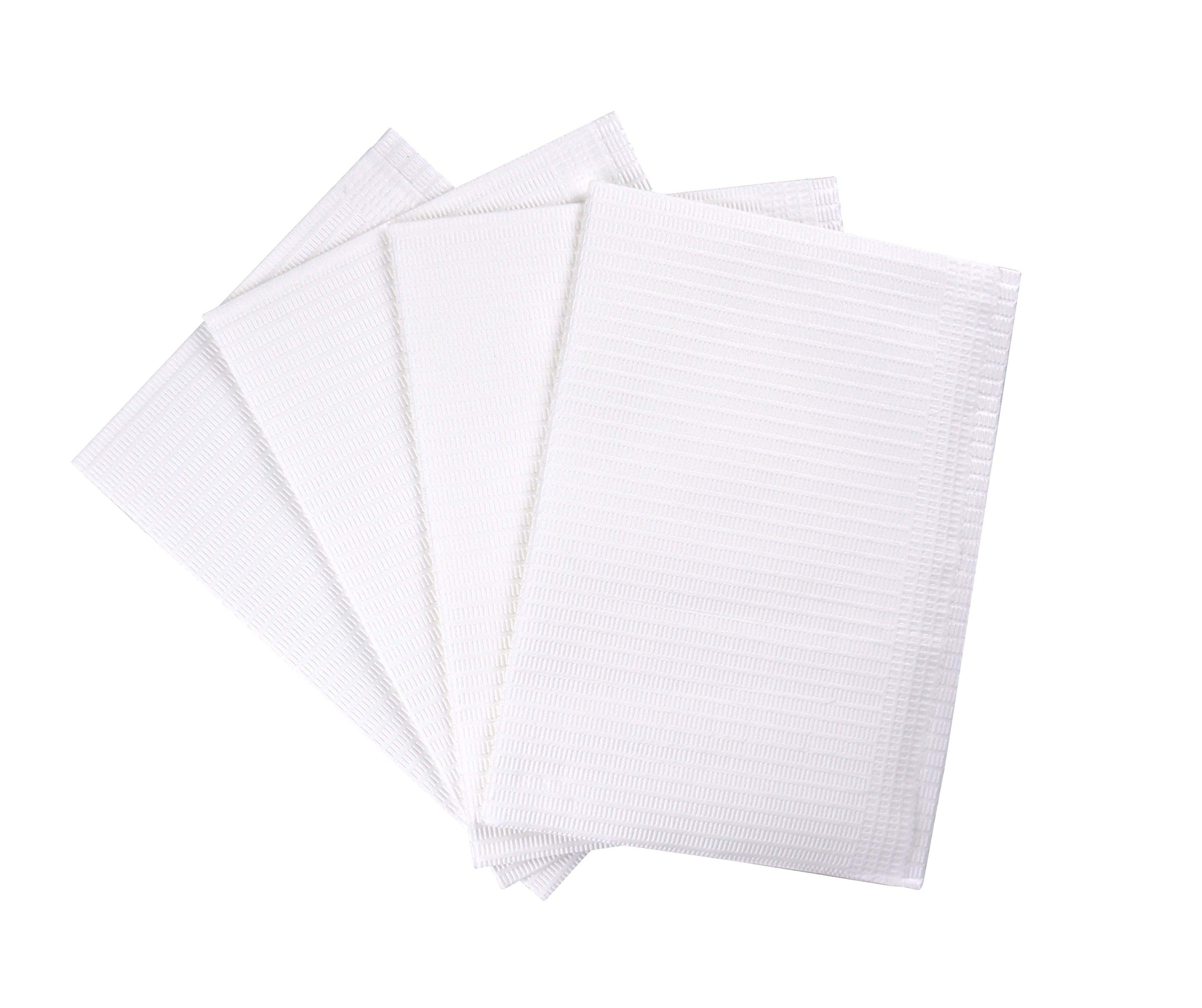Patient Bibs, 2 Ply Paper + 1 Ply Poly, 6.5gram, Standard, White color, 500 Pcs / case.