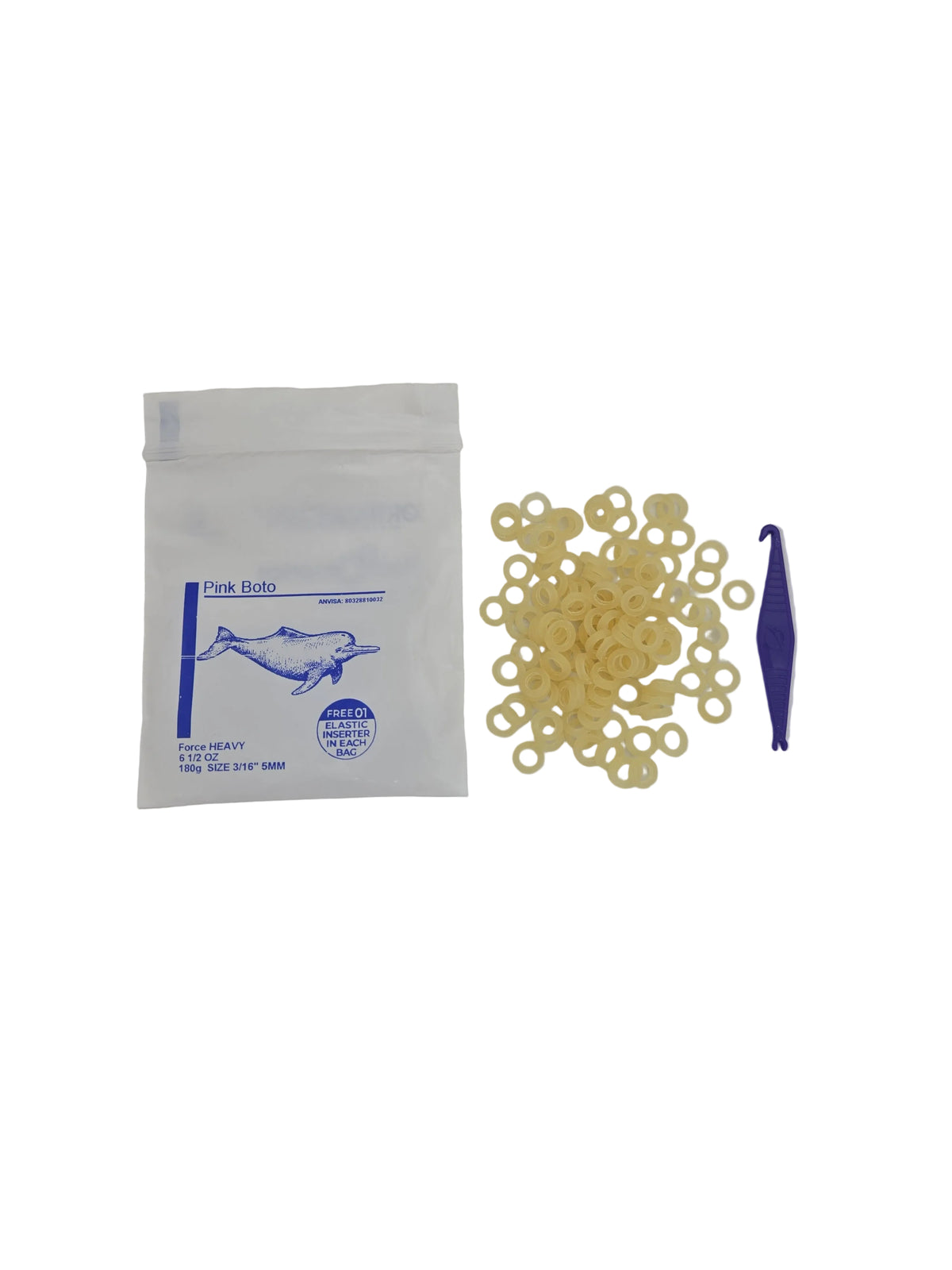 Orthodontic Elastics – Intra-Oral, Latex Heavy, 6.5 oz, 3/16" (5 mm), Pink Boto, 100 Elastics / Bag