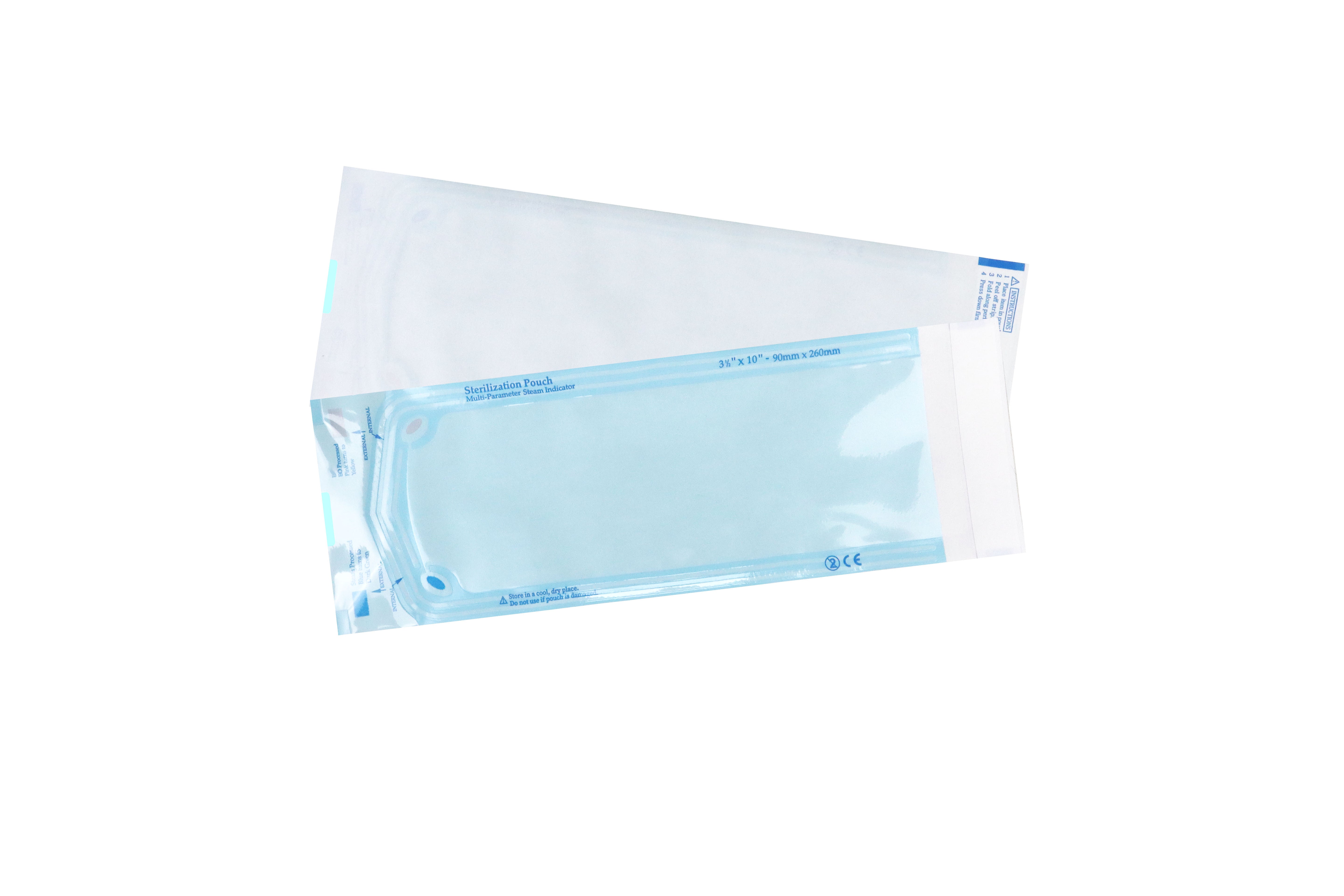 Self Sealing Sterilization Pouches 3.5"*10", 90×(230+30)mm, 200 pcs / box.