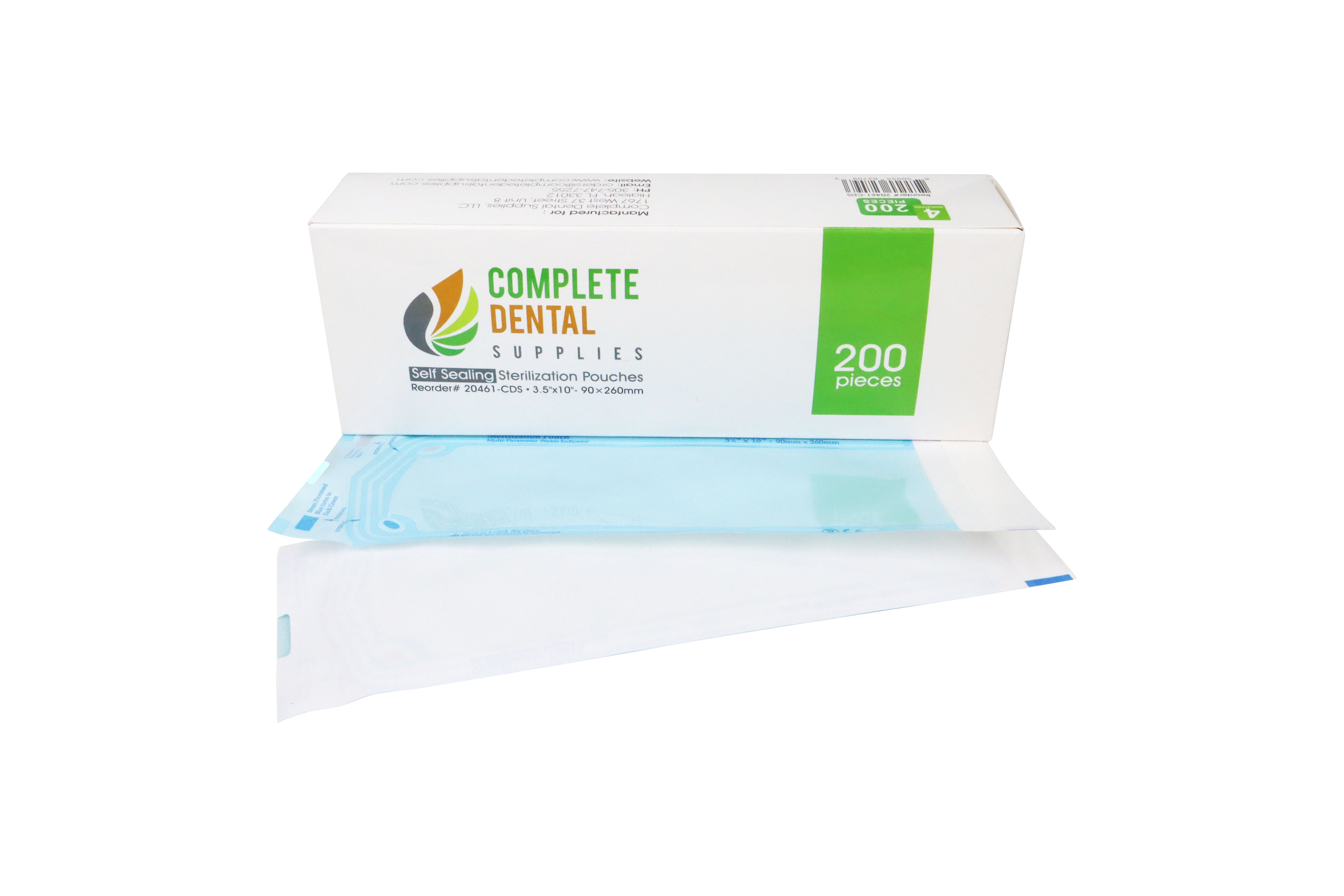 Self Sealing Sterilization Pouches 3.5"*10", 90×(230+30)mm, 200 pcs / box.