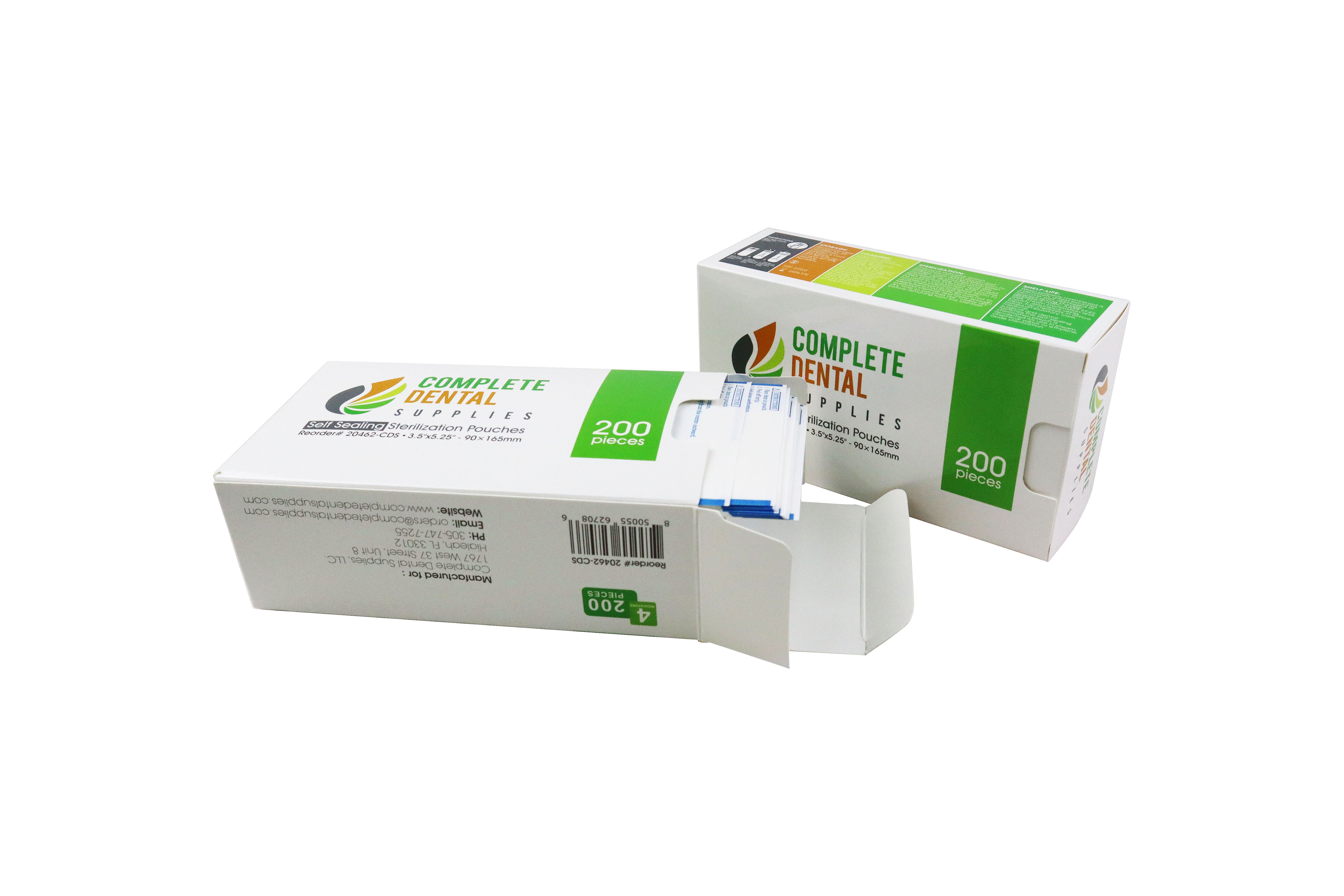 Self Sealing Sterilization Pouches 3.5"*5.25", 90×(135+30)mm, 200 pcs / box.