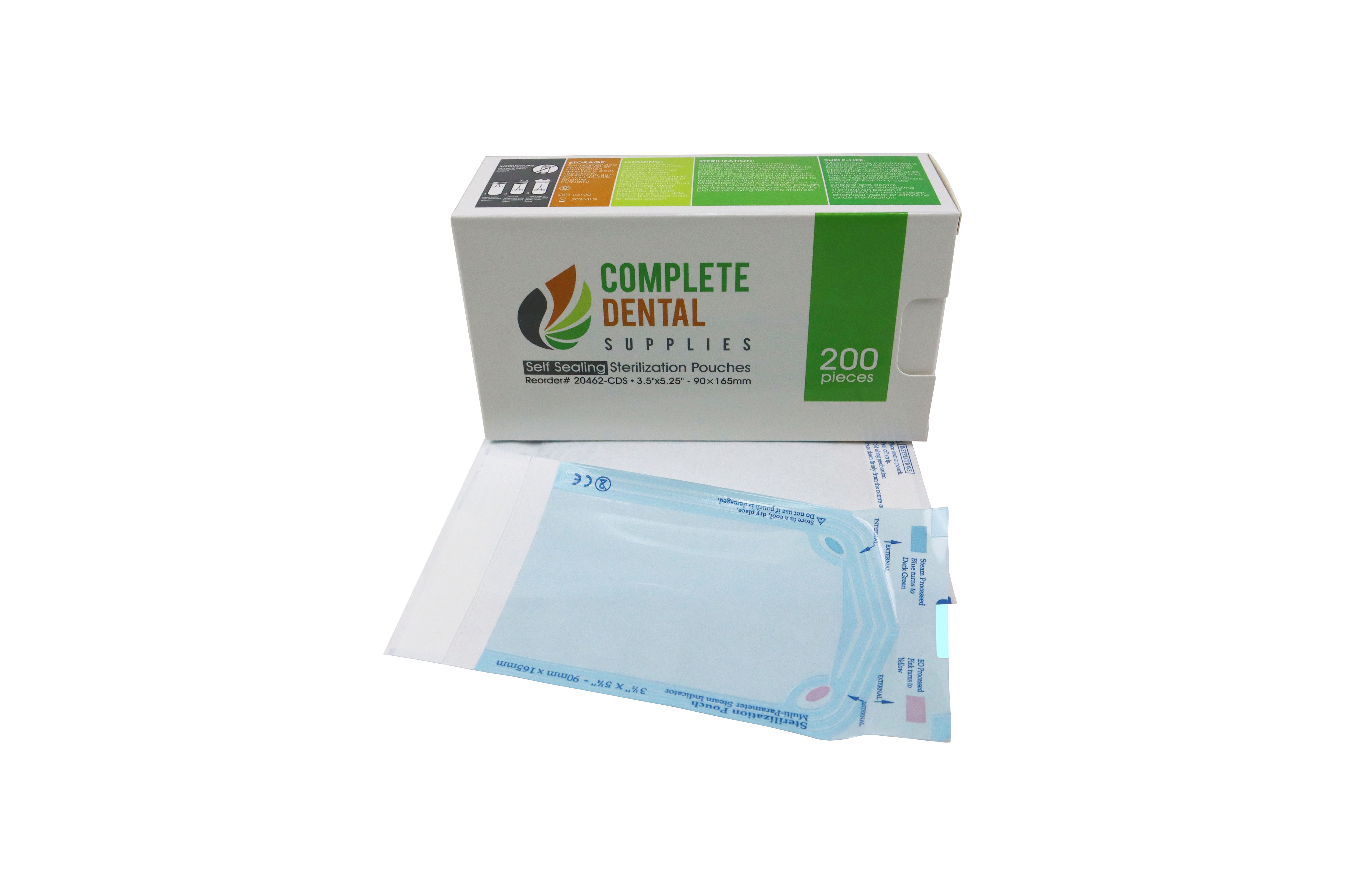 Self Sealing Sterilization Pouches 3.5"*5.25", 90×(135+30)mm, 200 pcs / box.