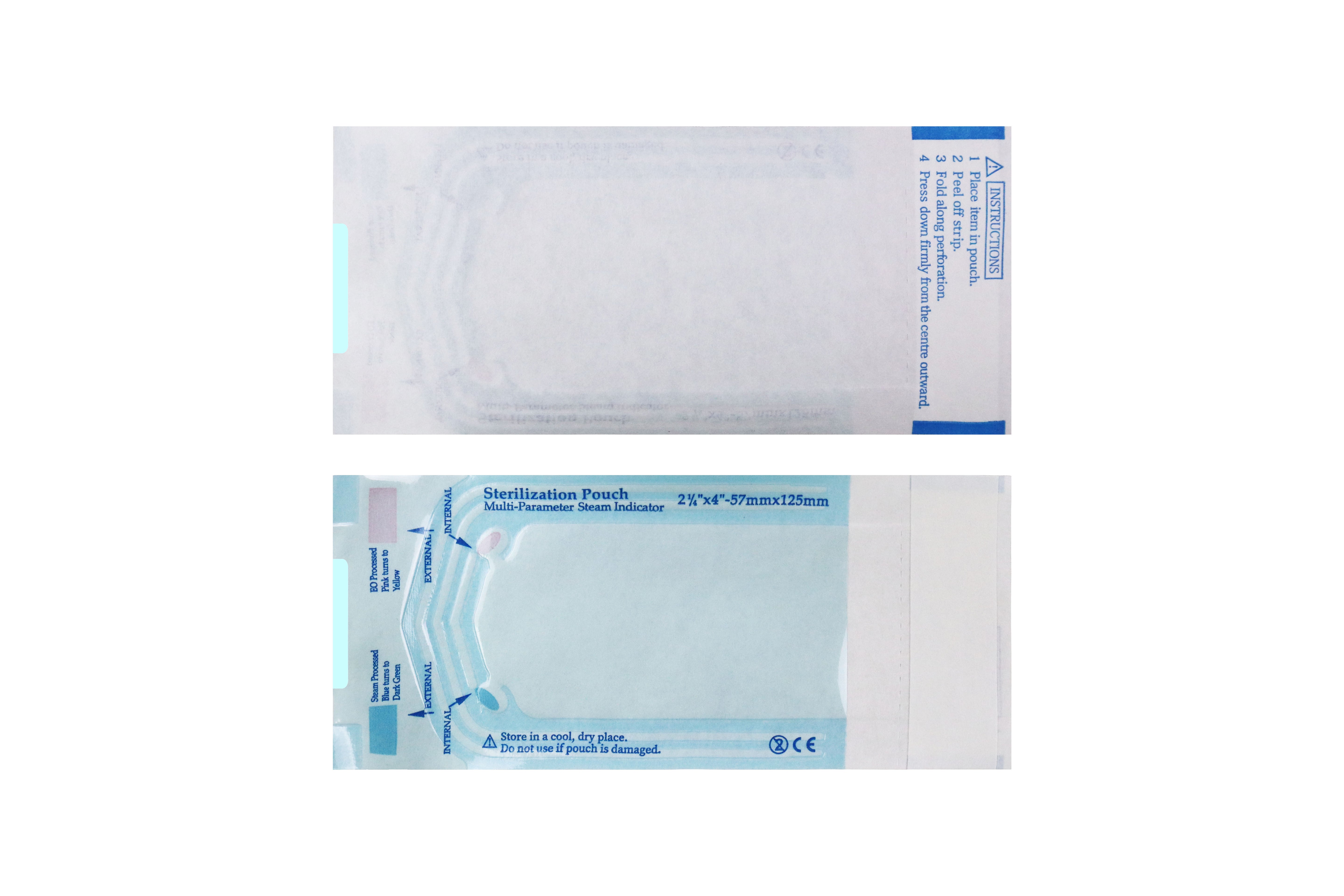 Self Sealing Sterilization Pouches 2.25"*4", 57×(100+25)mm, 200pcs / Box.