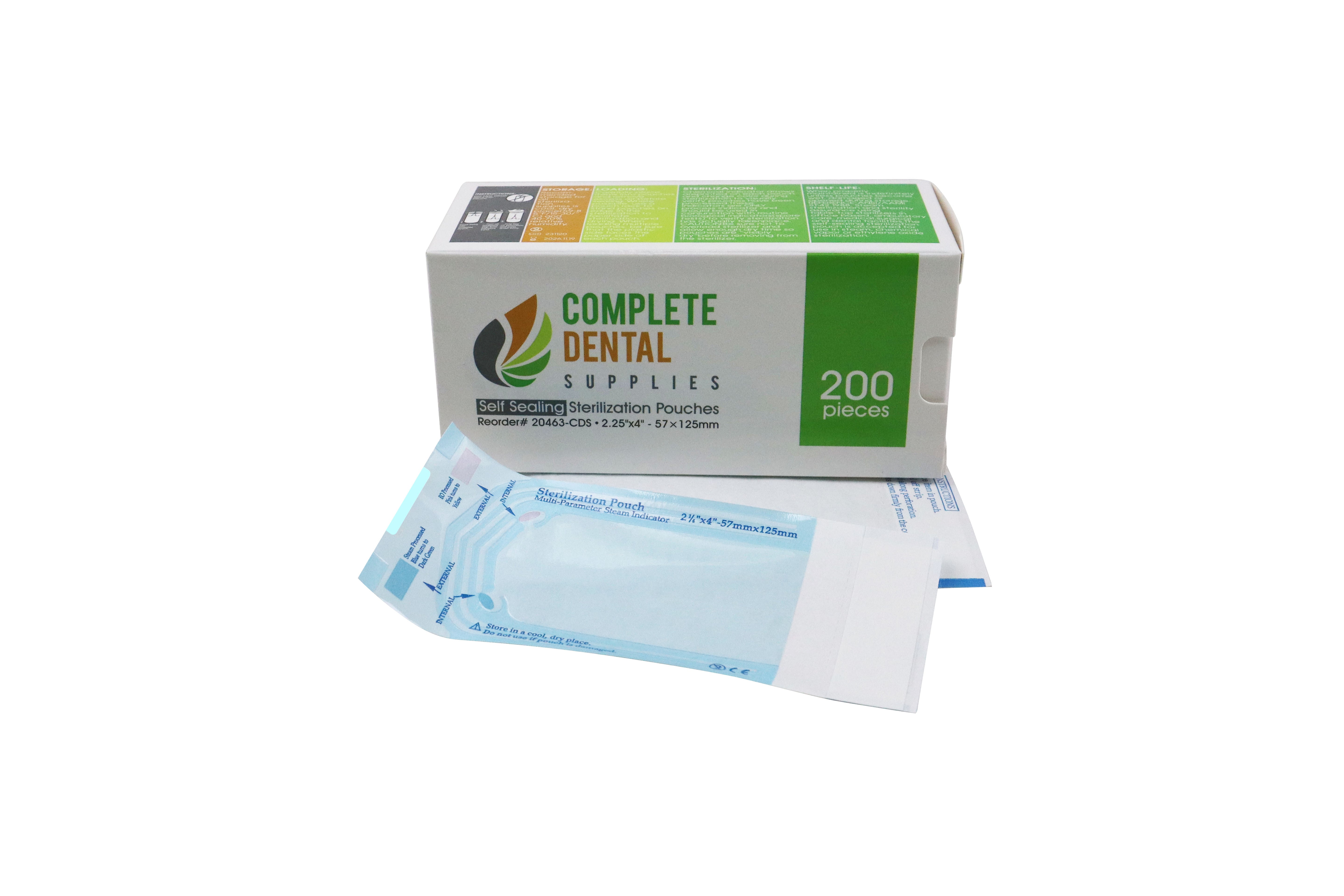 Self Sealing Sterilization Pouches 2.25"*4", 57×(100+25)mm, 200pcs / Box.