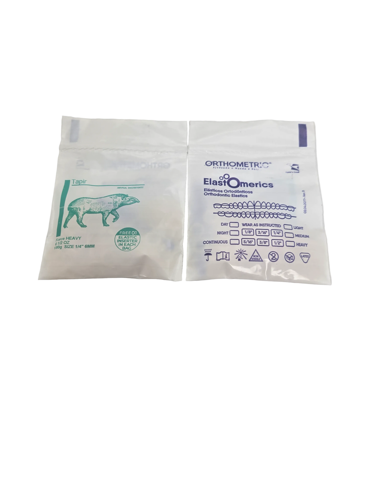 Orthodontic Elastics – Intra-Oral, Latex Heavy, 6.5 oz, 1/4" (6 mm), Tapir, 100 Elastics / Bag