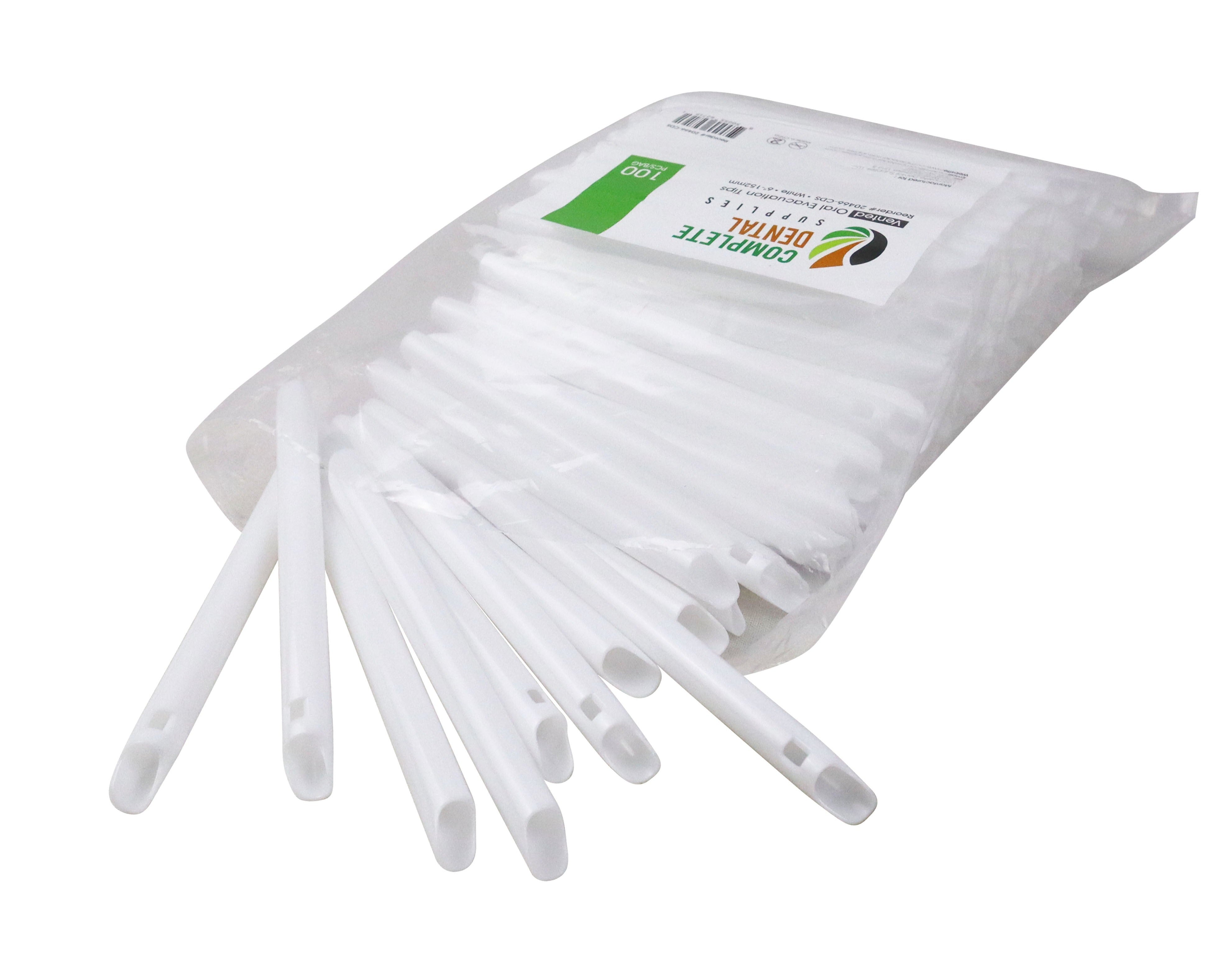 Vented Oral Evacuation Tips 6"-152mm, White, 100 pcs / Bag.