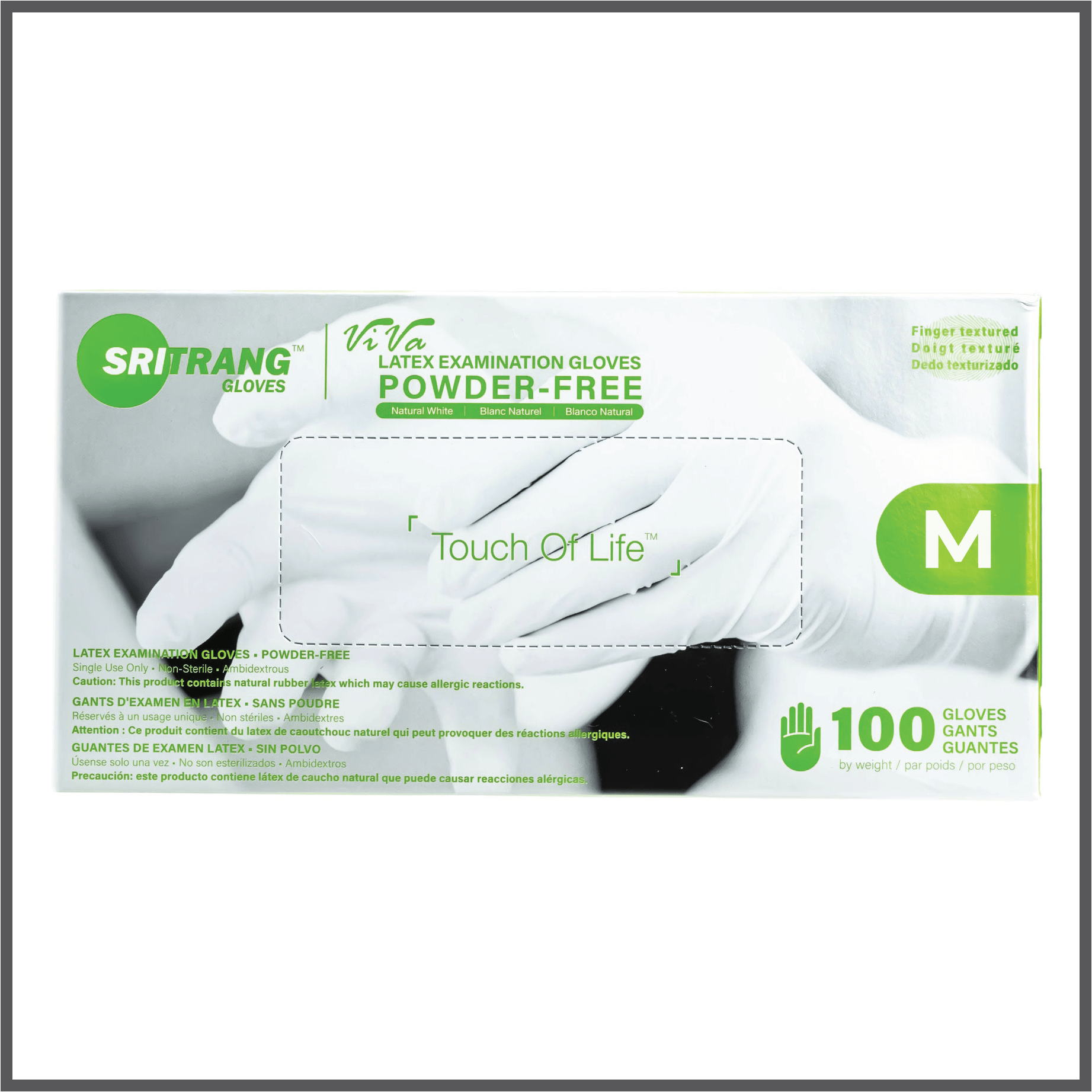 Premium Powder-Free Latex Exam Gloves, 100 pcs/ box, MEDIUM