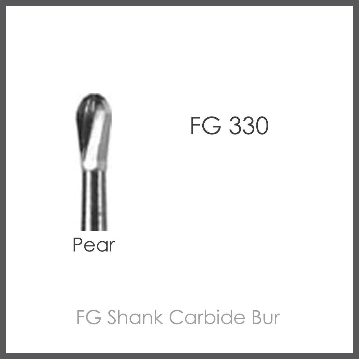 FG Shank Carbide Bur FG330, Plain Flat Fissure, Pear Shap, 10pcs/Pack.