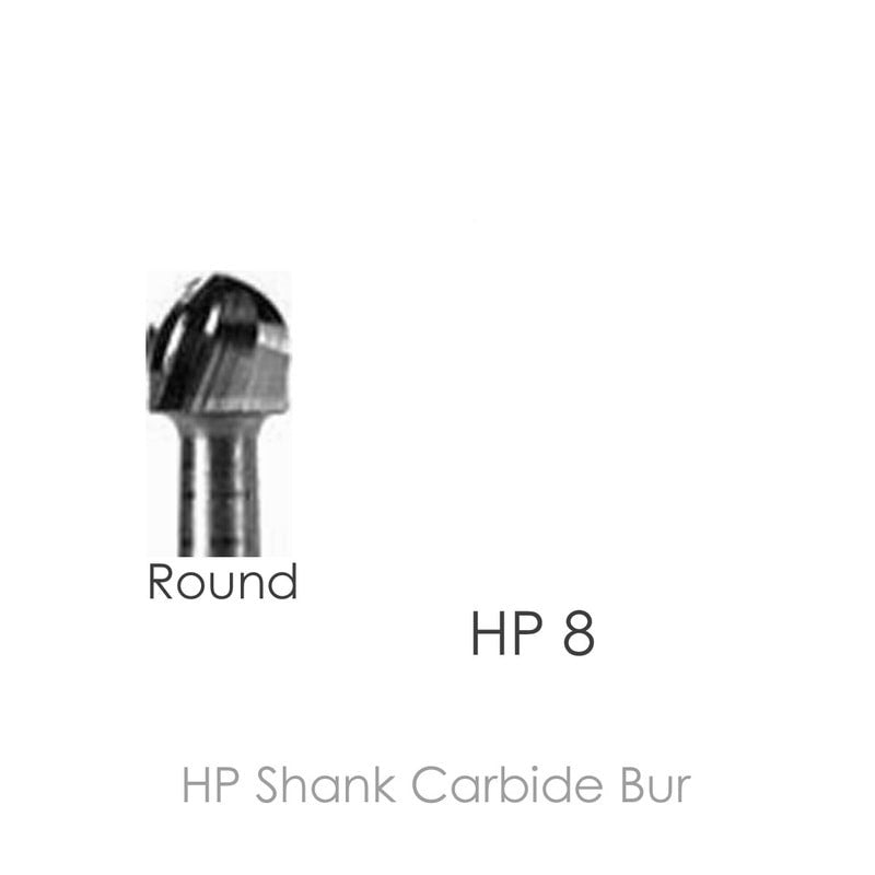 HP Shank Carbide Bur HP 8, Round, 12pcs/Pack.