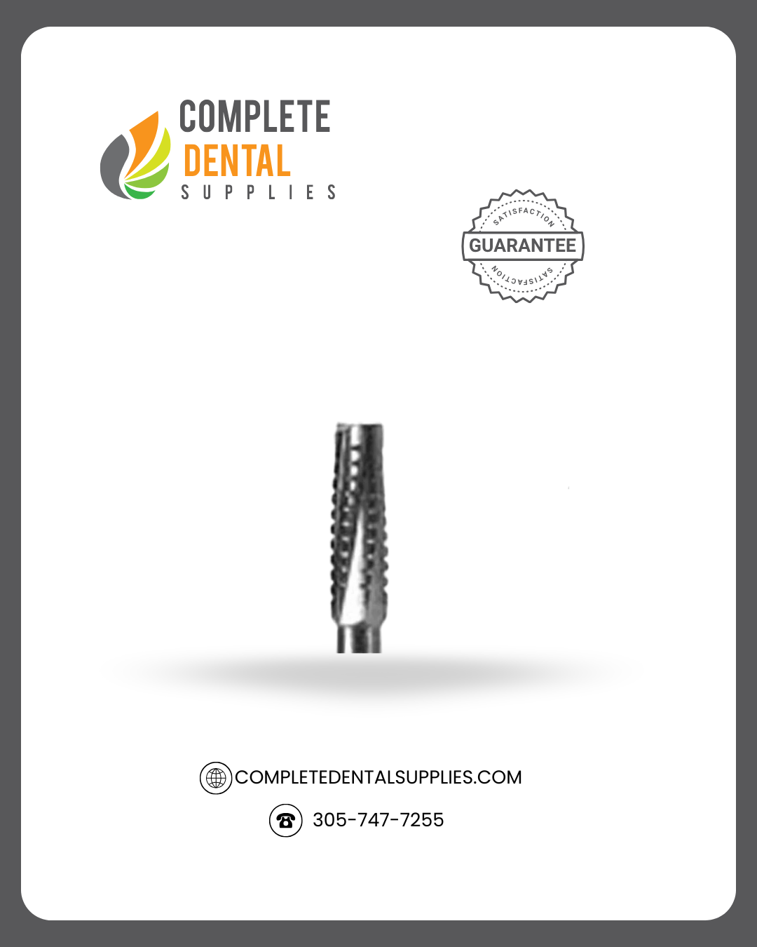 FG Surgical Carbide Bur FGS 557, Cross Cut Fissure Flat End,  10/pack.