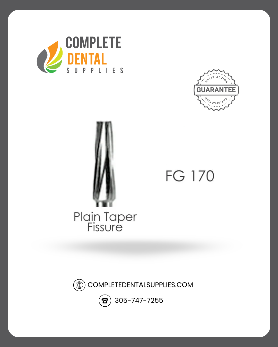 FG Shank Carbide bur # 170, Plain Taper Fissure, 10 pcs/pack.