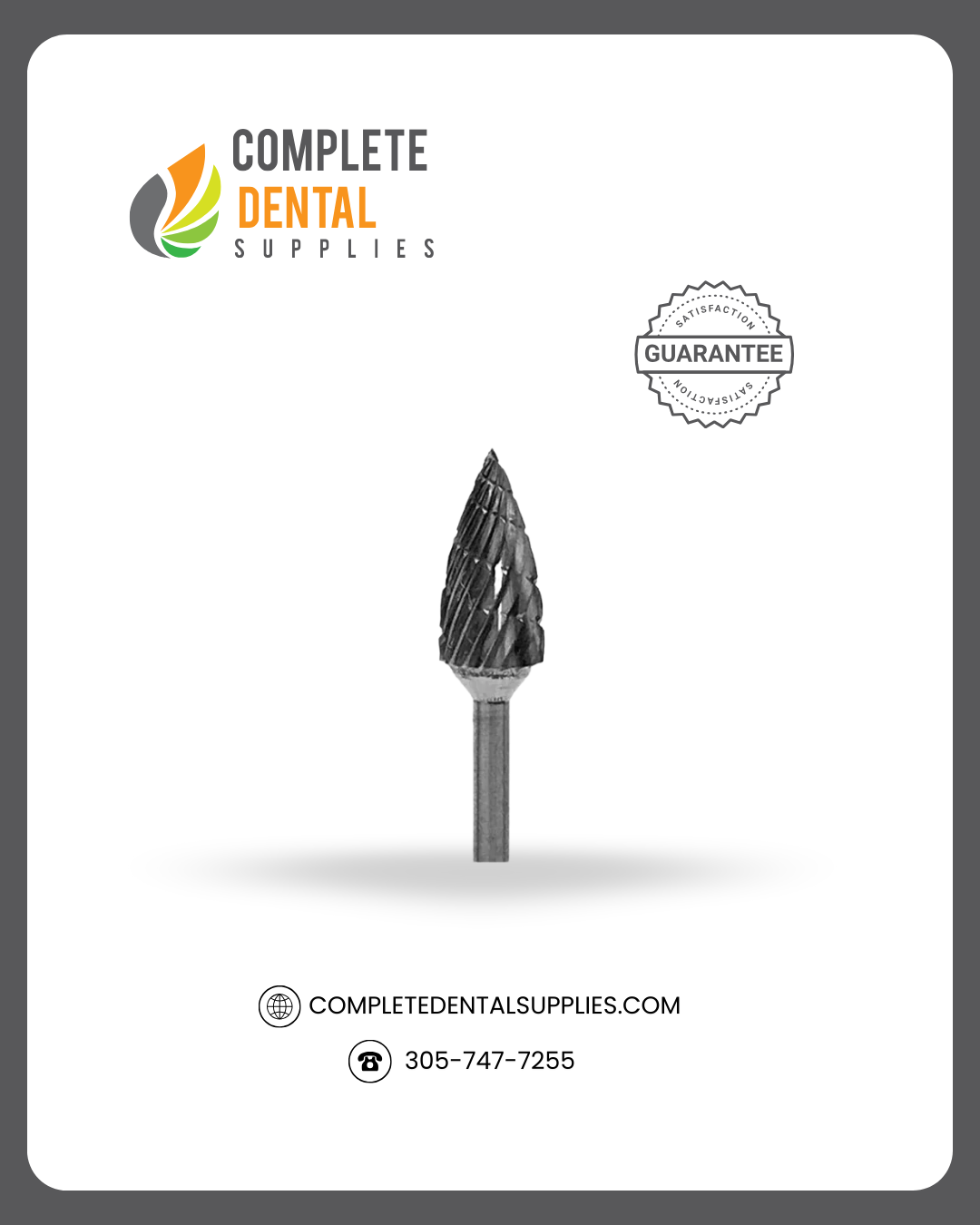 Laboratory Carbide Bur – 63-B, Pointed (HP Shank 2.35 mm) / each.