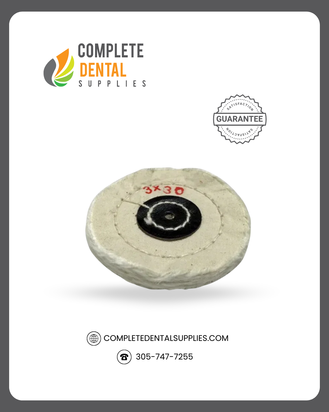 Muslin Buff - White 3" x 30ply,  12pcs/pack