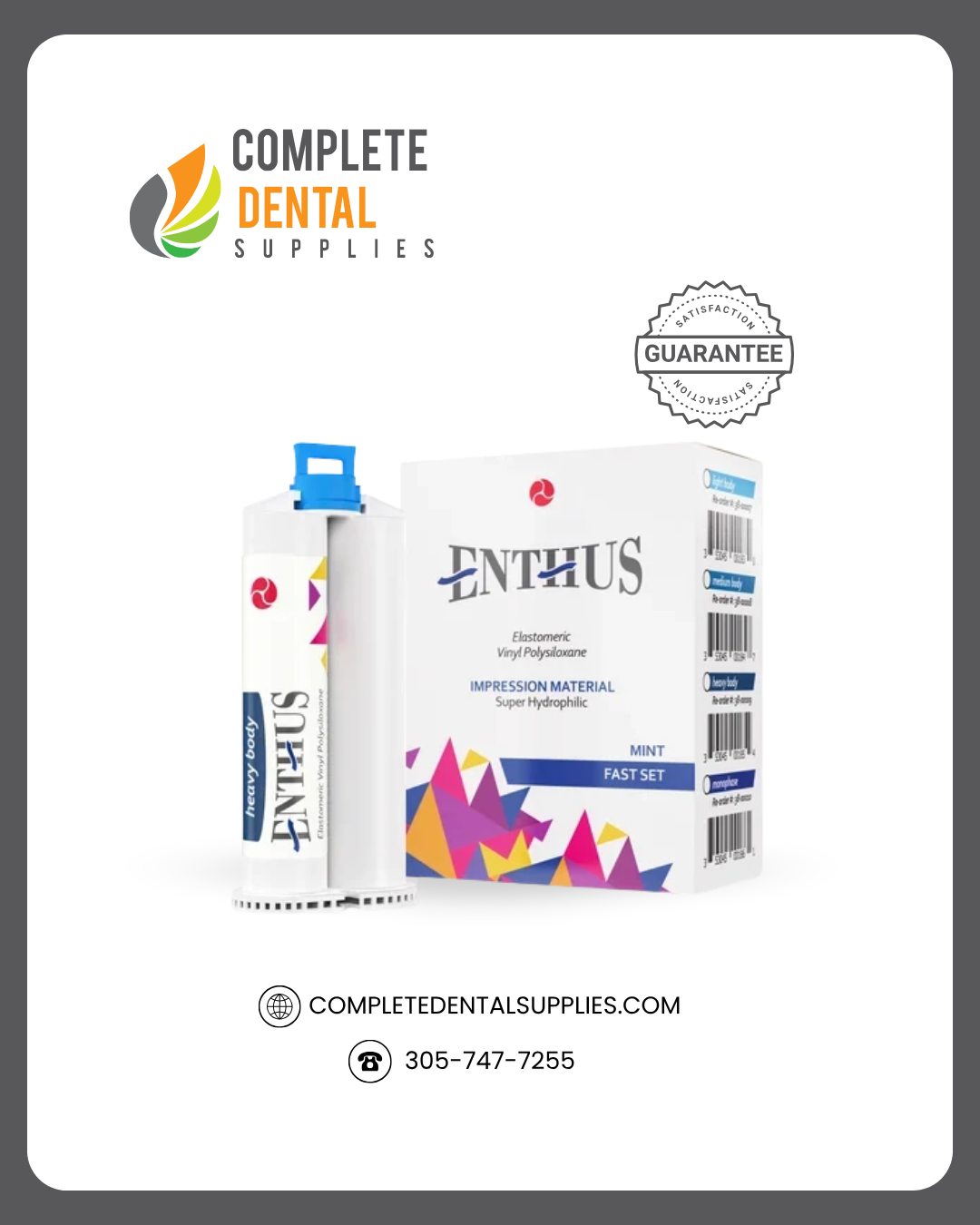 Enthus VPS Heavy Body Fast Set - Spearmint 4 x 50ml Cartridges