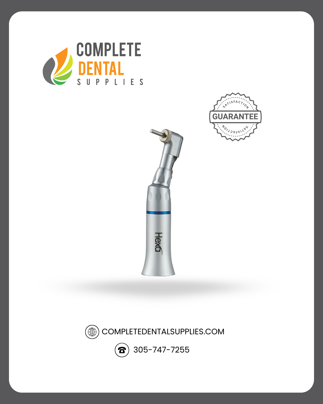 Hexa E-Type Slow Speed Handpiece, Standar Latch Head, Contra Angle