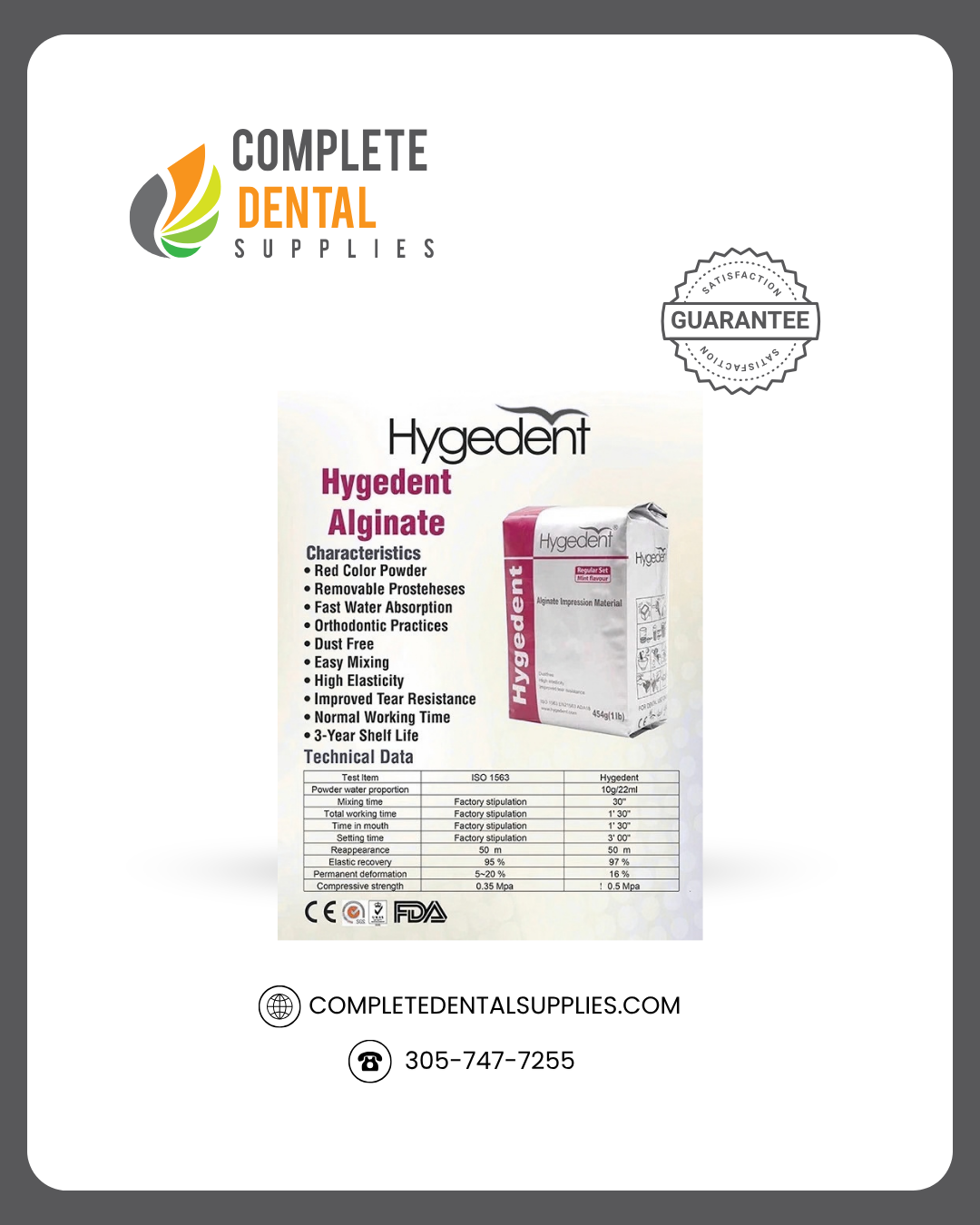 Hygedent Chromatic Fast Alginate – Mint, Dust-Free, 454 g