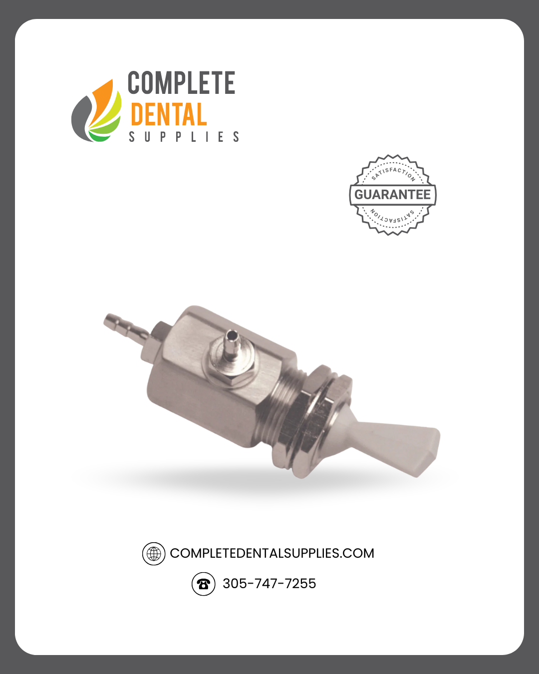 Toggle Valve, On/Off, 3-Way, Gray.