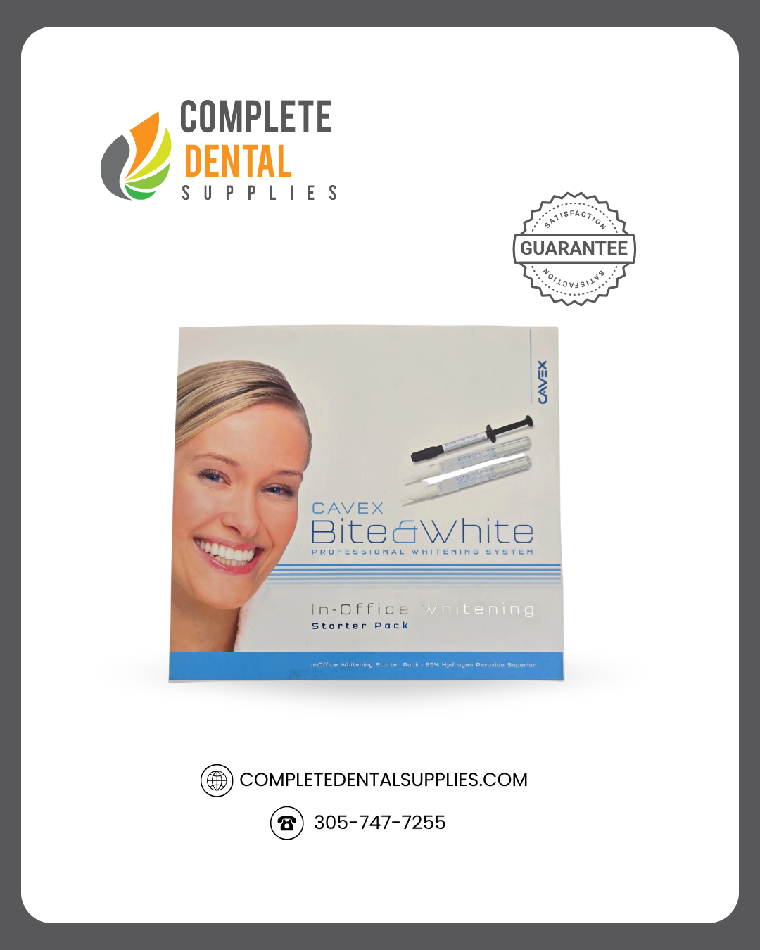 Cavex Bite & White, In-Office Whitening System, Starter Pack, 2ml X 2 Pen, 1gm Syringe X 1, & 5 X Application Tips, HP25