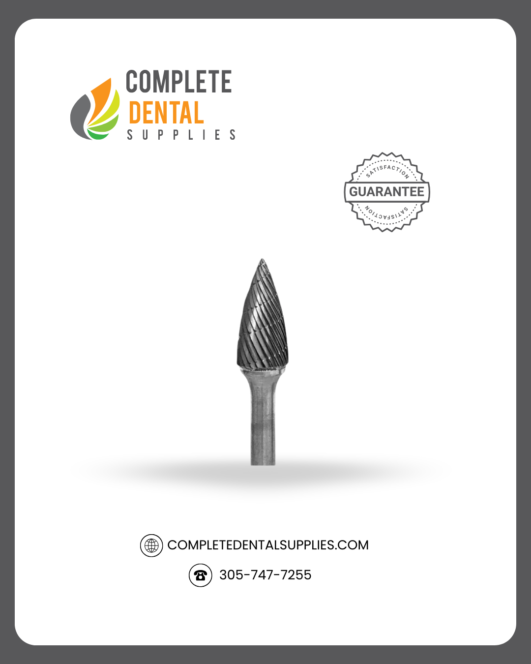 Laboratory Lathe Carbide Bur, C 3/8 Flame / each.