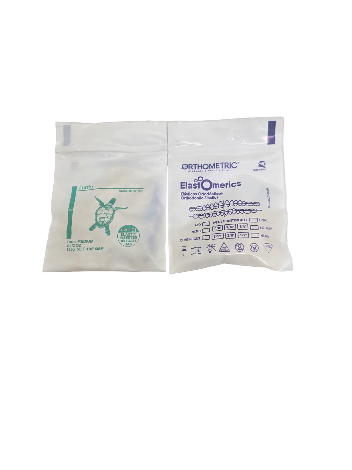 Orthodontic Elastics – Intra-Oral, Latex Medium, 4.5 oz, 1/4" (6 mm), Turtle, 100unit/bag