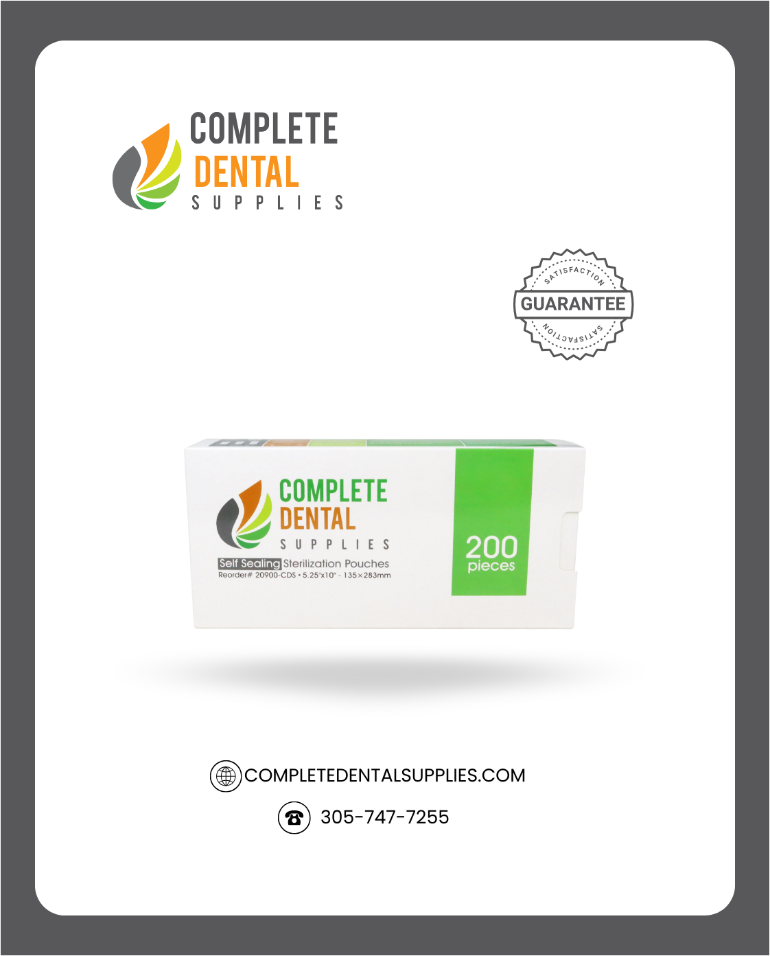 Self Sealing Sterilization Pouches 5.25"*10", 135×(254+29)mm, 200 pcs / box.