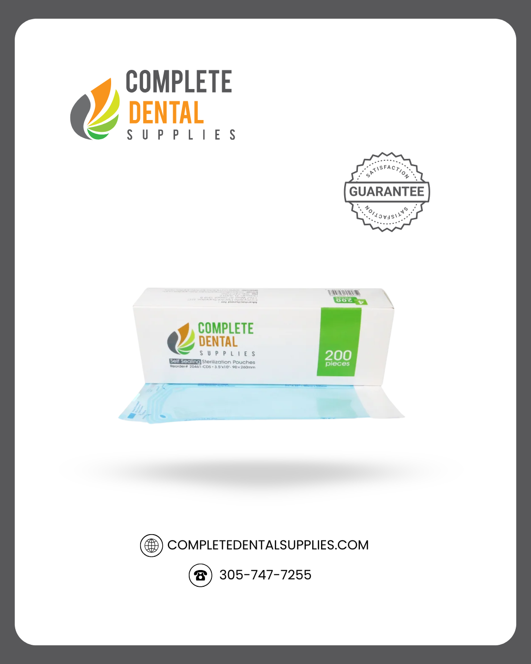 Self Sealing Sterilization Pouches 3.5"*10", 90×(230+30)mm, 200 pcs / box.
