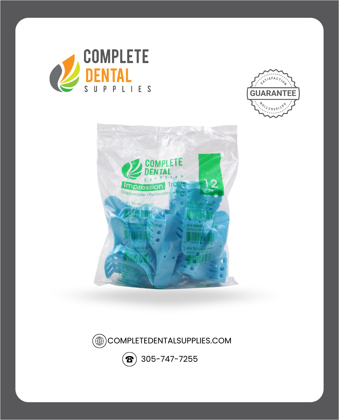 Disposable Impression Trays, Perforated # 5 Small Upper, 12 PCS / Bag.