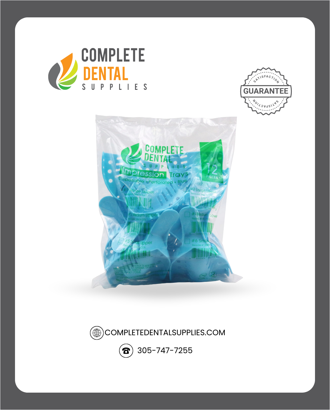 Disposable Impression Trays, Perforated # 1, Large Upper, 12 pcs / bag.