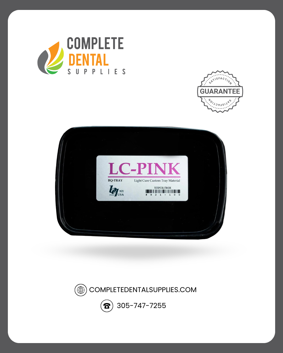 Light Cure Custom Tray Material, LC-PINK, 2.0 mm Thick, 50pcs/box.