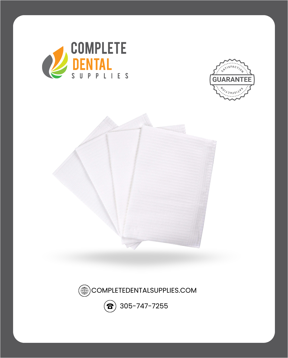 Patient Bibs, 2 Ply Paper + 1 Ply Poly, 6.5gram, Standard, White color,  500 Pcs / case.