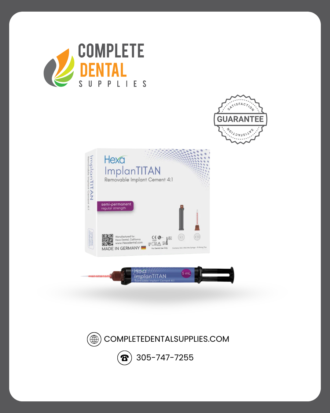 Hexa Implant Cement, 5ml  X 1 Syringe + 10 Mixing Tips