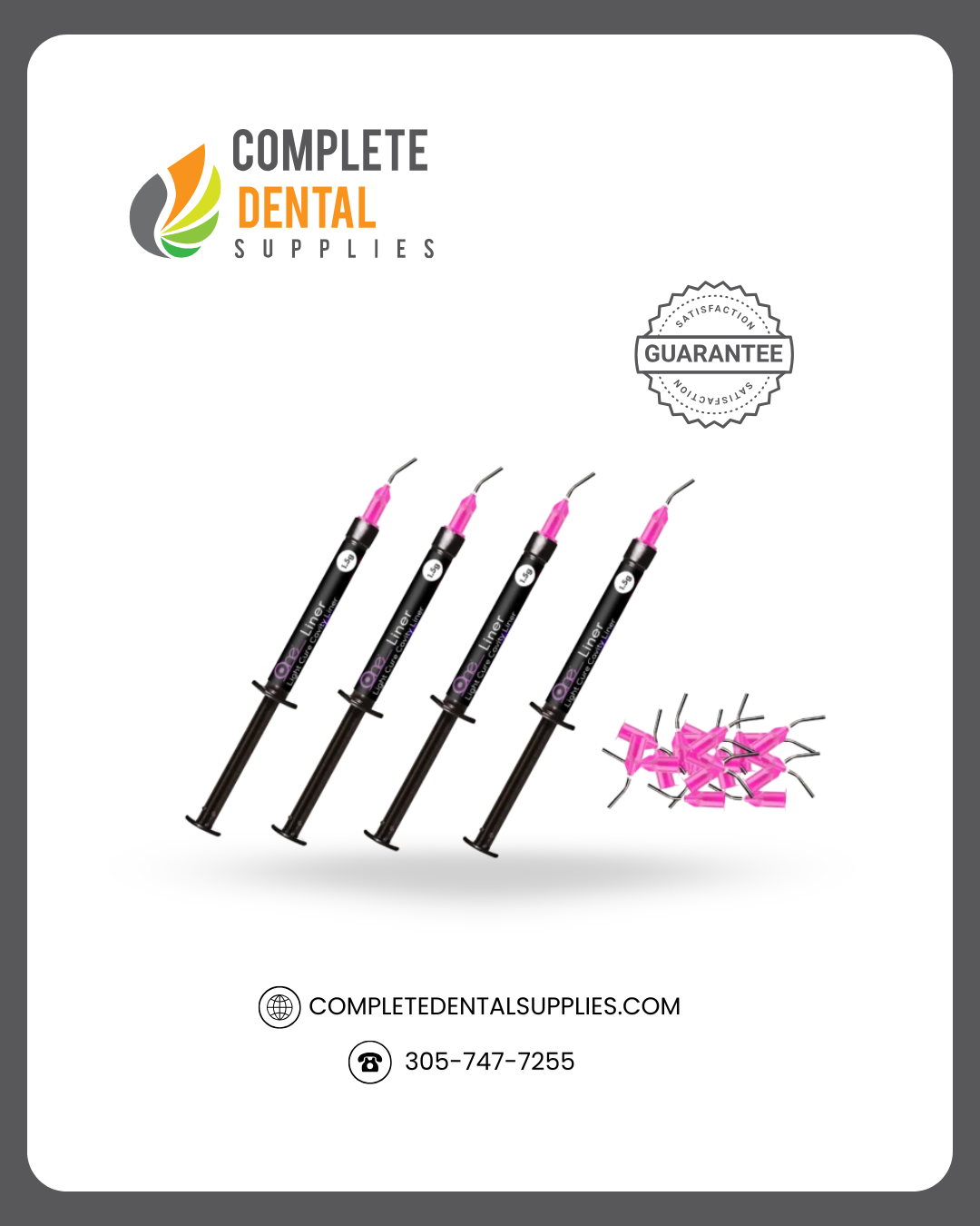One Plus Liner, Light Cure Cavity Liner, 1.5gm X 4 Syringes + 20 Pre-Bent Tips